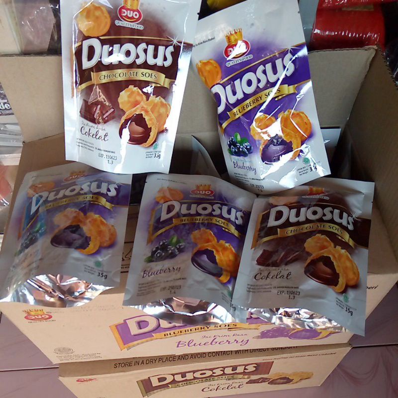 Duosus Duo Sus Soes Kering Lumer 1 Dus/Karton Isi 30 Pcs Varian Rasa Coklat Blueberry