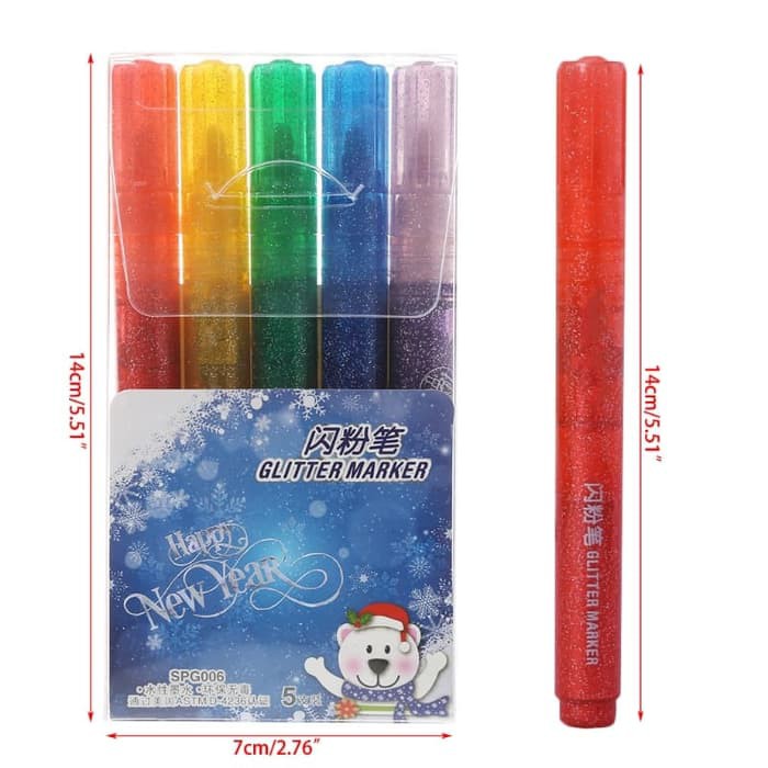 Glitter Marker Pen (5pcs)