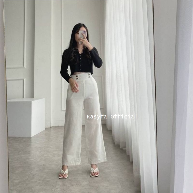 HARUKA KULOT LINEN VARIASI KANCING SAMPING / Linen Highwaist Button (FIDDA KULOT)