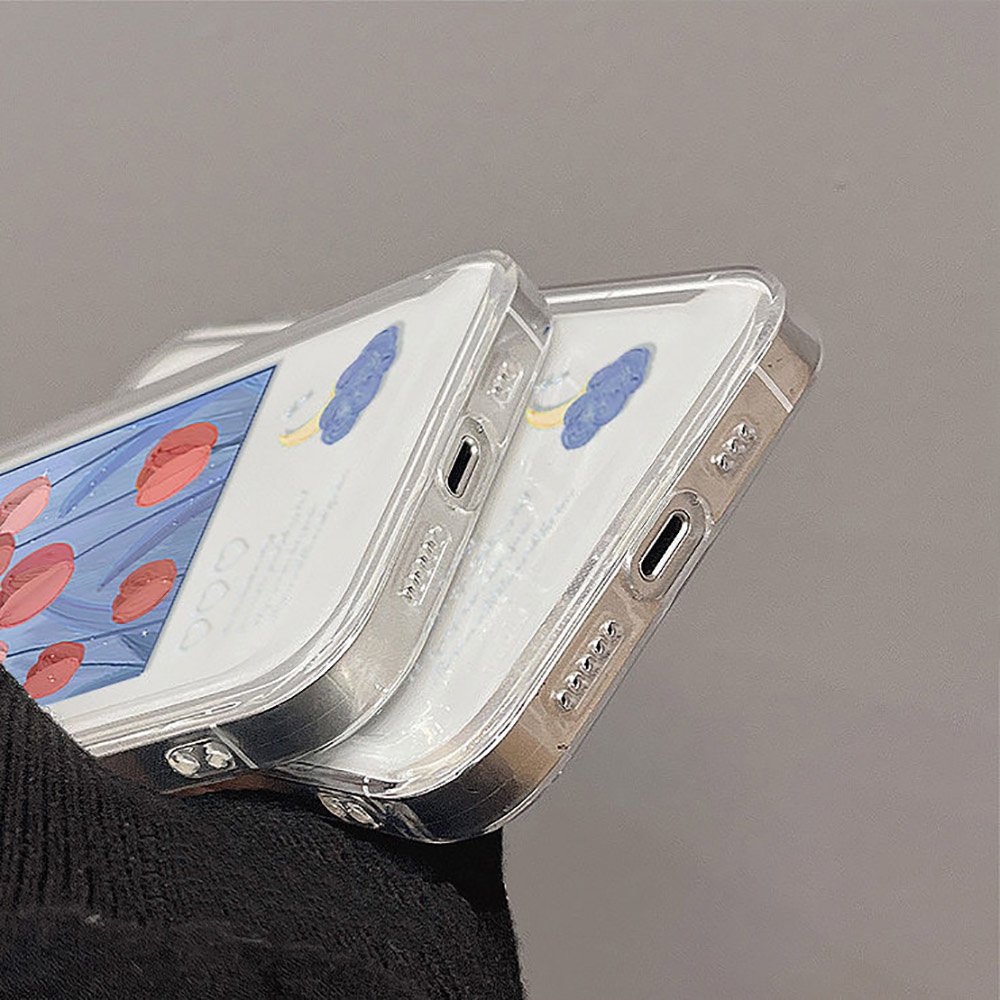 Soft Case Transparan Motif Bunga Tulip Untuk iPhone 13 11 12 Pro Max X XR XS Max 7 8 Plus SE 2020 2022