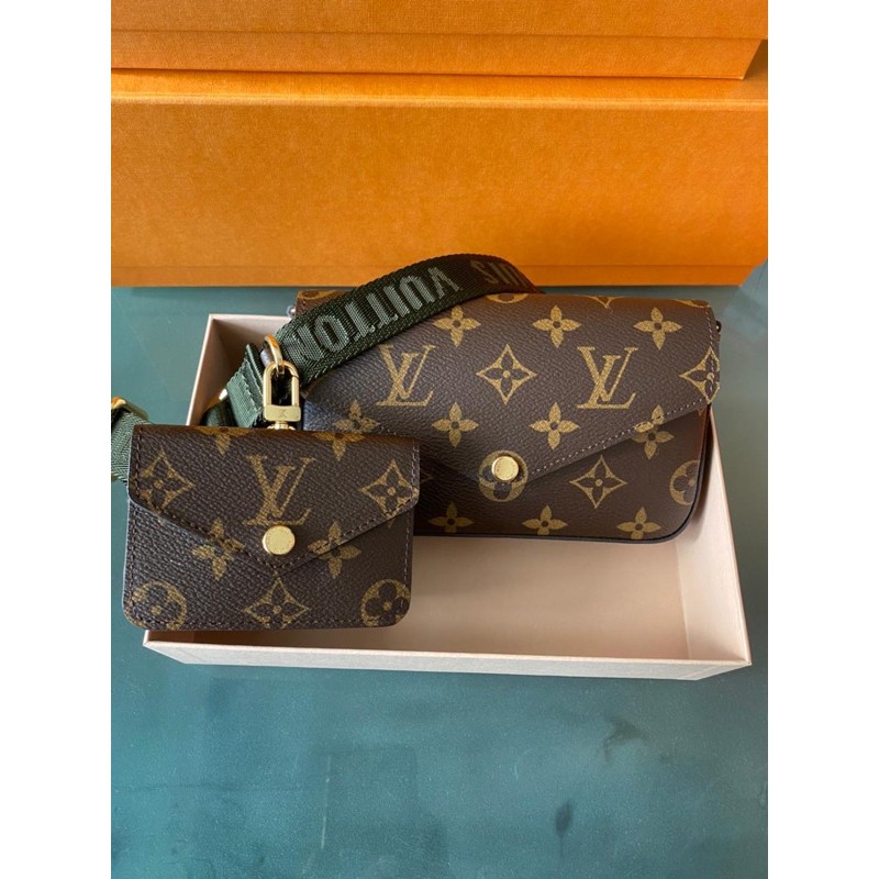 Ready BNIB Louis Vuitton LV Felicie Monogram Strap & Go  Khaki