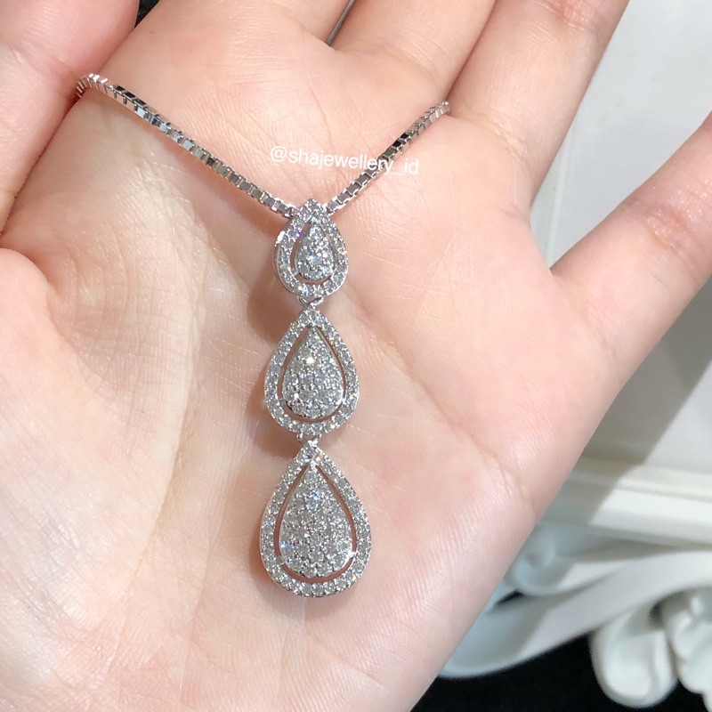 Kalung Replika Diamond 3 tingkat / perhiasan titanium lapis emas 18k