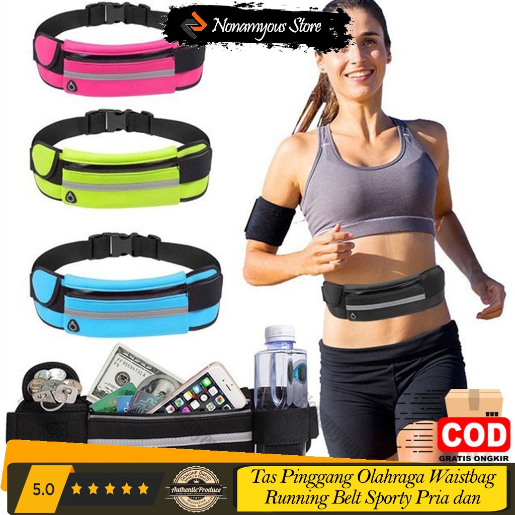 Tas Pinggang Olahraga Waistbag Running Belt Sporty Pria dan Wanita Nylon Waterproof