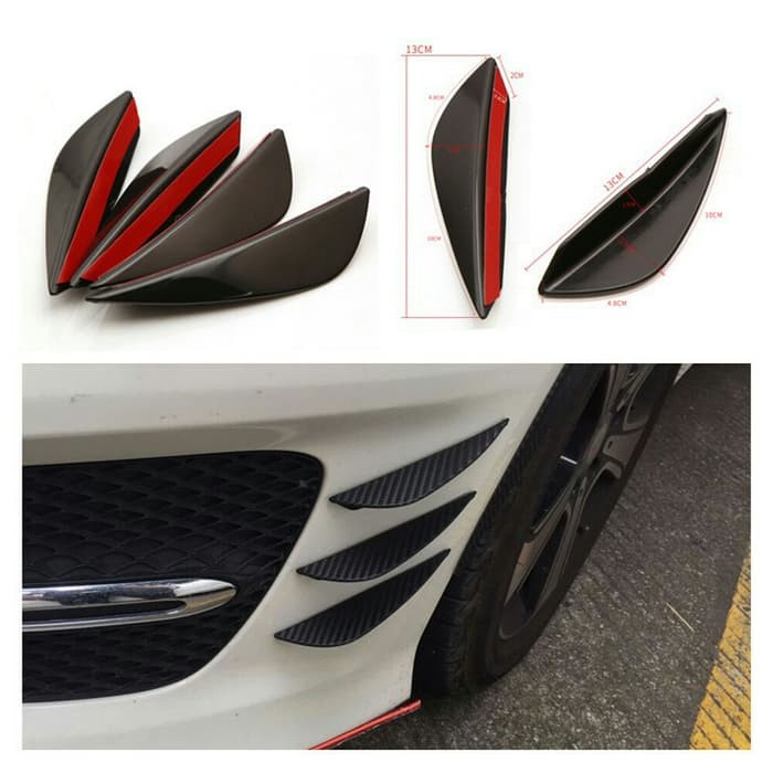 Karet Sirip Sudut Body Flow Mobil Car Lip Fins Front Bumper Aksesoris Eksterior Sudut Murah