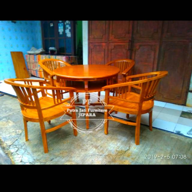 Kursi Teras Kayu Jati - Kursi Tamu Meja Bundar