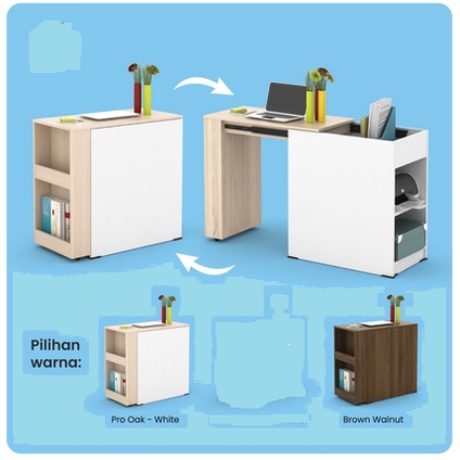 Meja kerja simple multifungsi Egha dc minimalis kayu kantor serbaguna rak susun belajar bavarian sto