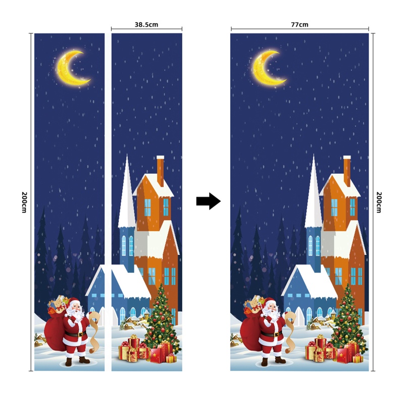 Zzz 2pcs / set Stiker Dinding / Pintu / Kulkas Motif Rumah Santa Claus Natal Anti Air Untuk Dekorasi Rumah