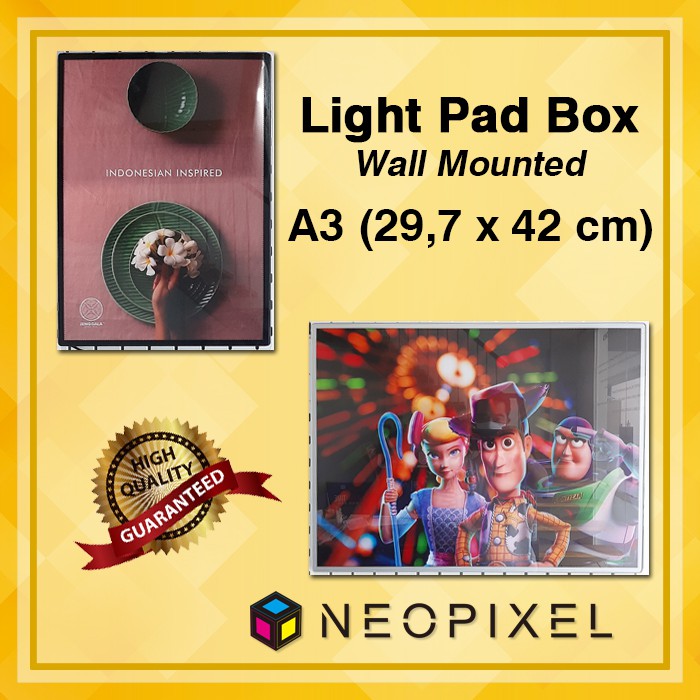 Papan Neon Box LightBox Custom Menu Cafe LED Lightpad A3 Wall Mounted