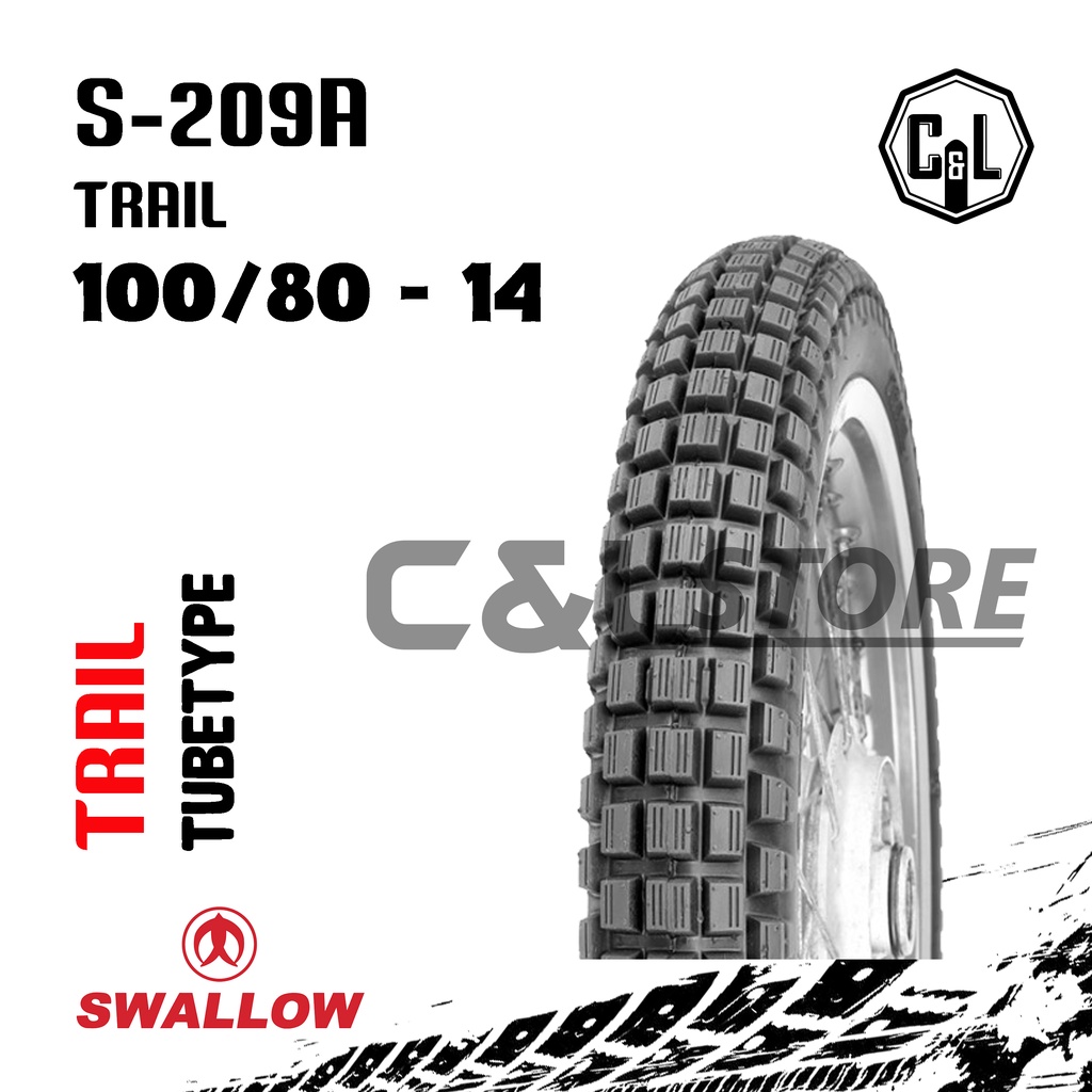 BAN LUAR MOTOR SWALLOW 100/80-14 RING 14 S-209 TRAIL TUBETYPE