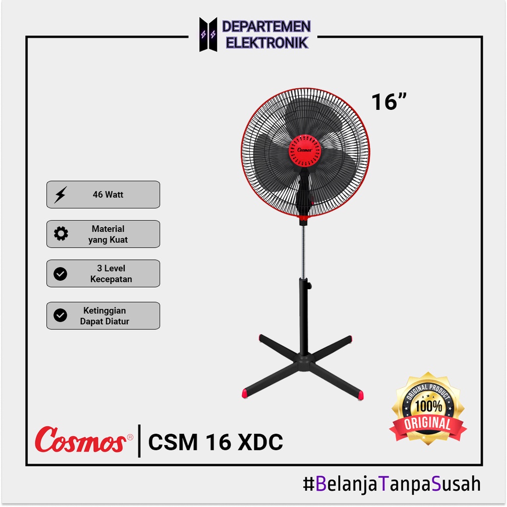 COSMOS Kipas Angin Berdiri Stand Fan 16&quot; - 16 XDC Kaki Silang MURAH BANGET / GARANSI RESMI