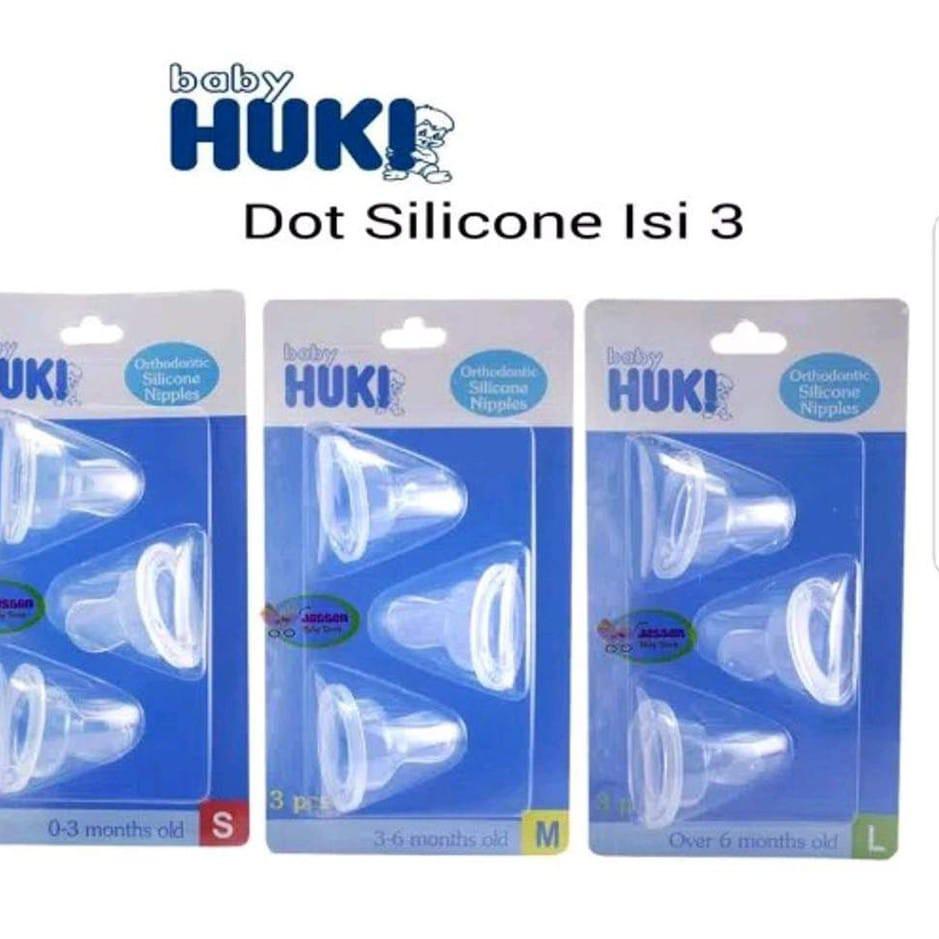 ♜ Dot Huki Dot Gepeng Orthodontic Silicone Nipple Isi 3 Pcs / Dot Bayi Gepeng HUKI / HUKI DOT BAYI ➷