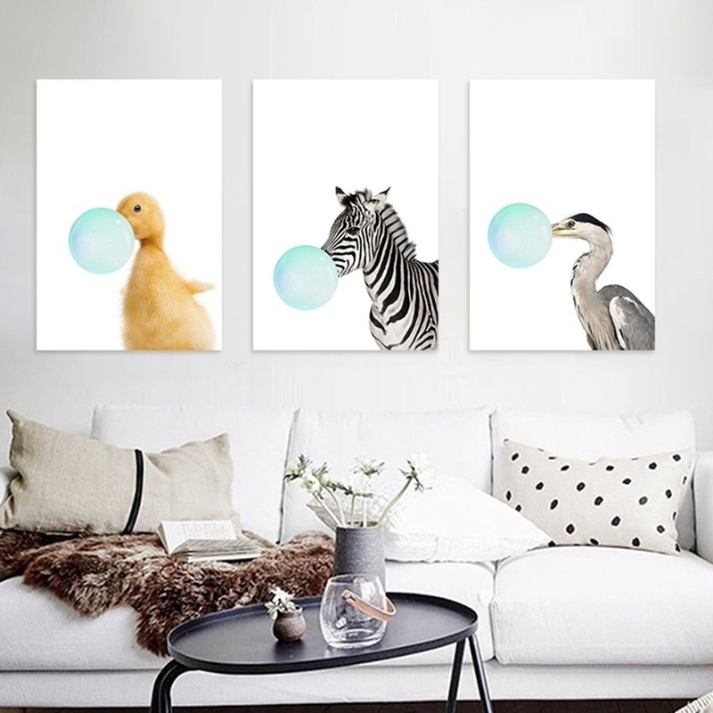 Baby Duck Cormorant Zebra Elephant Wall Art Canvas Painting Nordic Posters Animal Wall Pictures Shopee Indonesia