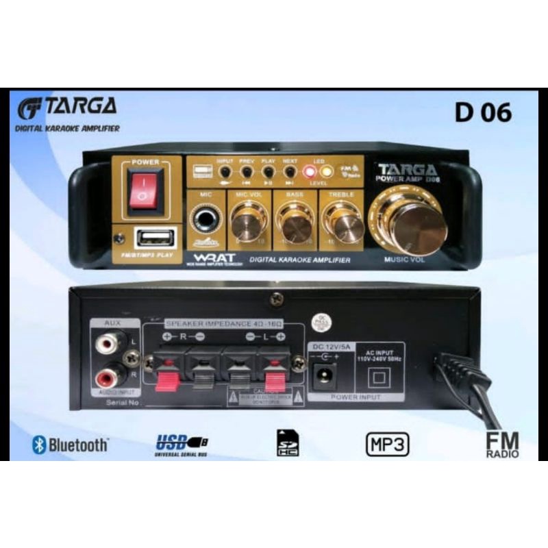 Power Amplifier Targa D06 Usb Bluetooth Radio Baru