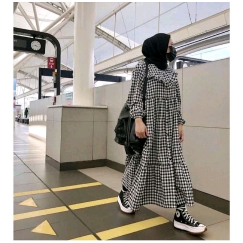 BEFAST - ZFF OOTD Tunik RACHEL / Dainy Tunik / Tunik Motif Kotak-Kotak / Pakaian Wanita Muslimah / Tunik Trendy / Fashion Wanita Casual / Termurah / Outfit Wanita Hijab