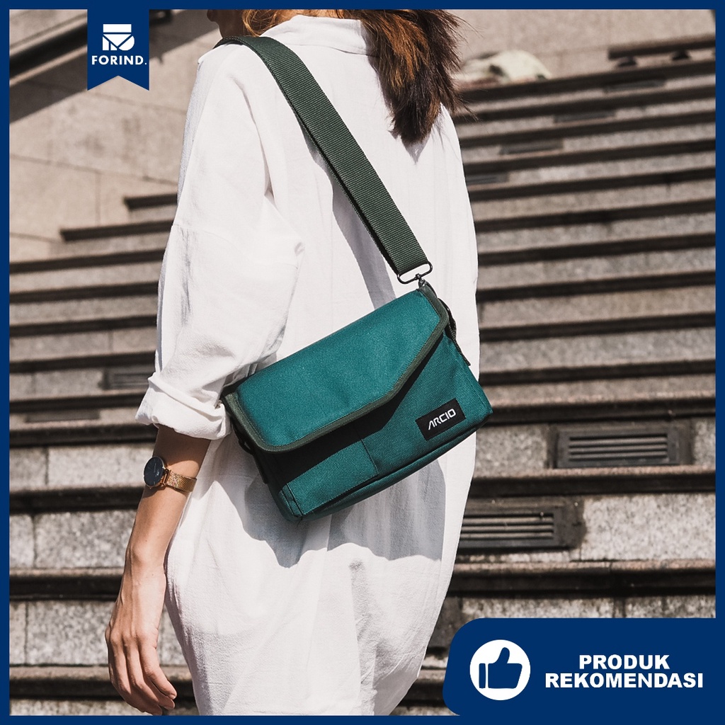 Baran Green | Tas Slempang Hitam Pria Wanita Bahu Multifungsi Sling Pouch Mini Waistbag | FORIND x Arcio