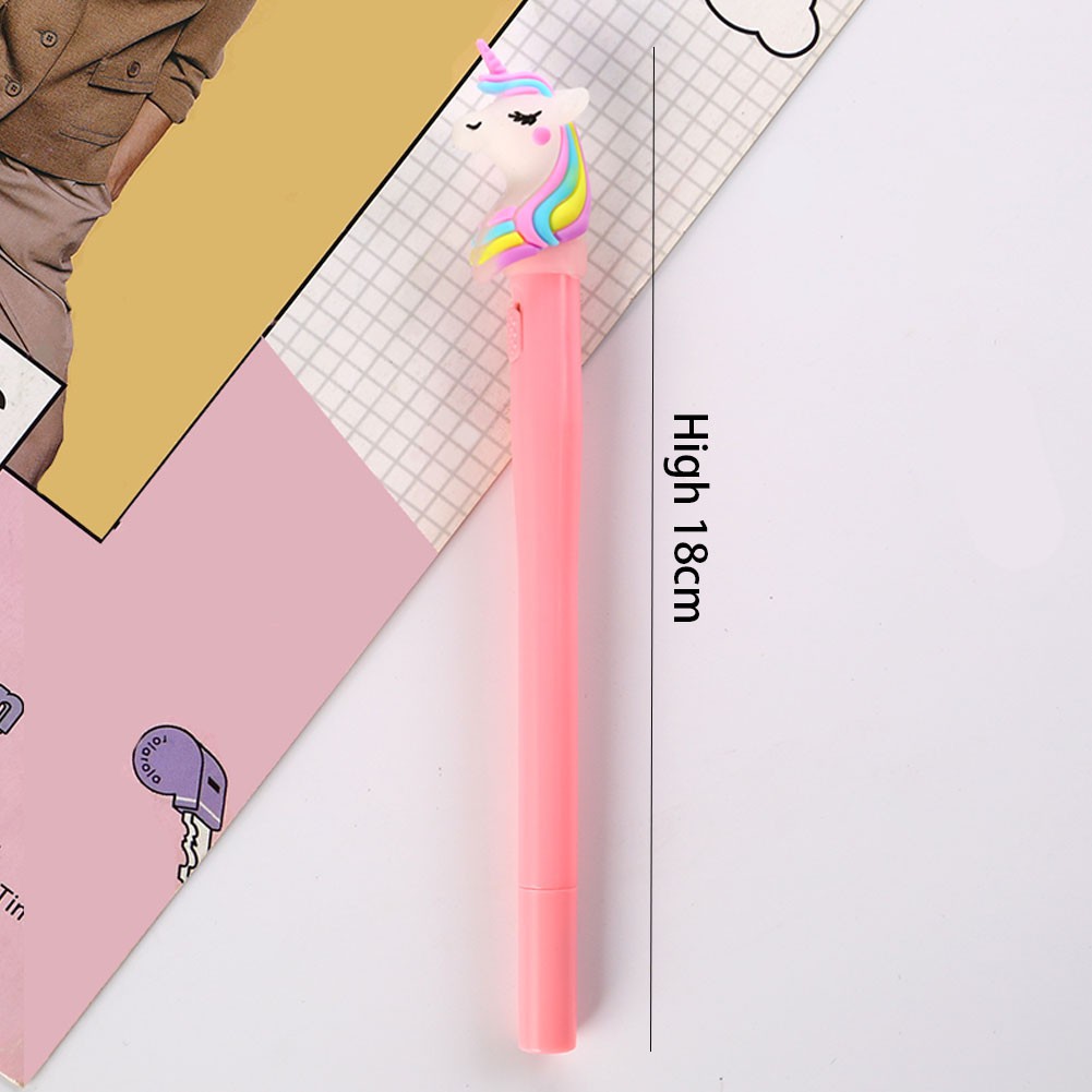 TK 1Pc Pulpen Gel Bentuk Beruang/Unicorn dengan Lampu LED untuk Pelajar/Hadiah