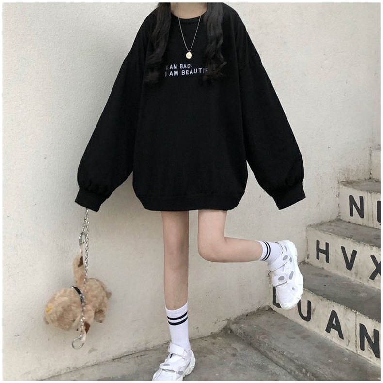 S - XXXXXL(6XL) Sweater I AM BAD size JUMBO OVERSIZE Jaket Crewneck Women Korean Fashion Loose BIGSIZE Jaket Jumbo BAD BEAUTIFUL