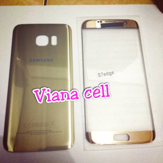 Back door BACK CASING fullset kaca lcd Samsung s7 EDGE G935 ORIGINAL WARNA GOLD