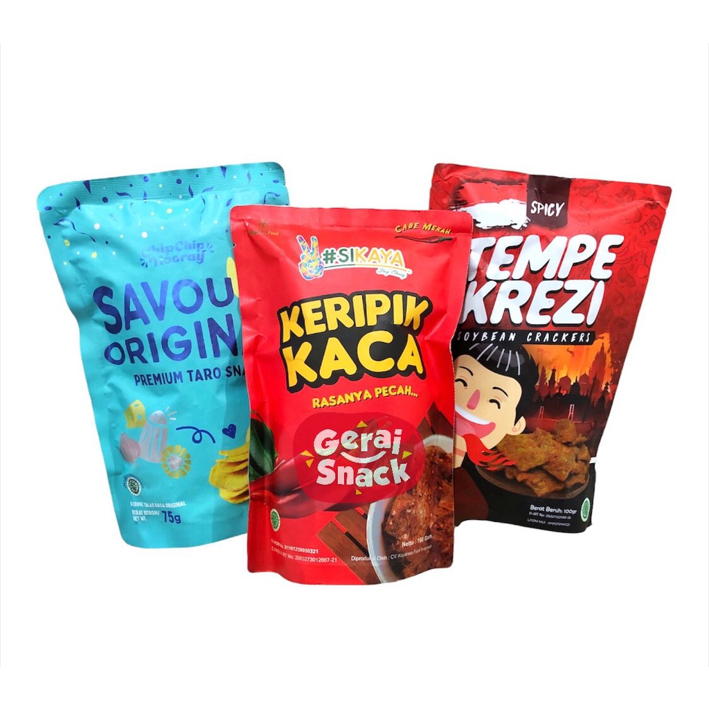 Bundling 3 - Tempe Krezi Spicy - Talas CCH Original - Keripik Kaca Sikaya Cabe Merah