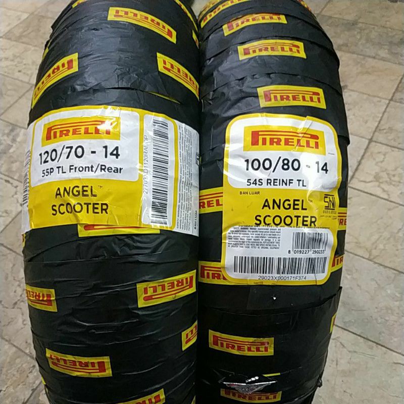 Paket Ban Pirelli Angel City UK 100/80-14 &amp; 120/70-14 Tubeles