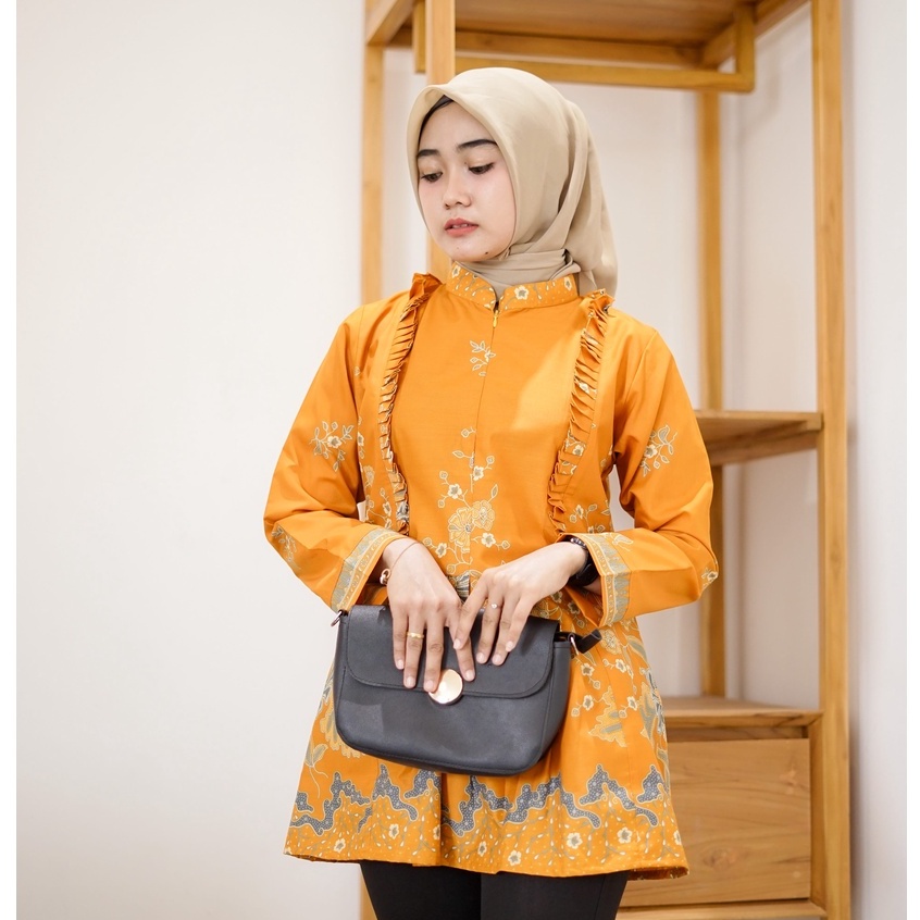 Batik Alina Maura Blouse Baju Batik Wanita Modern S M L XL XXL Atasan Batik Modern Batik Kerja Wanita