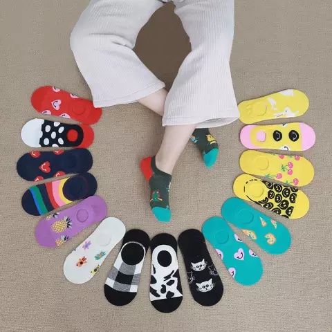 TOKO KL | KAOS KAKI WANITA PENDEK BALET HIDDEN SOCKS INVISIBLE MOTIF IMPORT