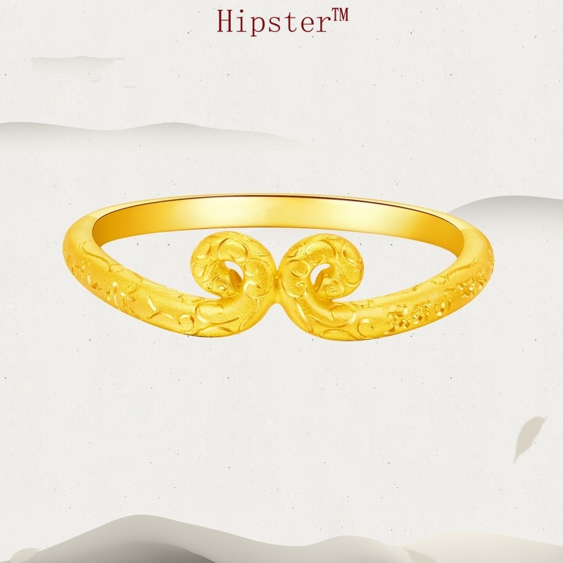New Korean Style Personality Affordable Luxury Temperament Golden Open-End Ring