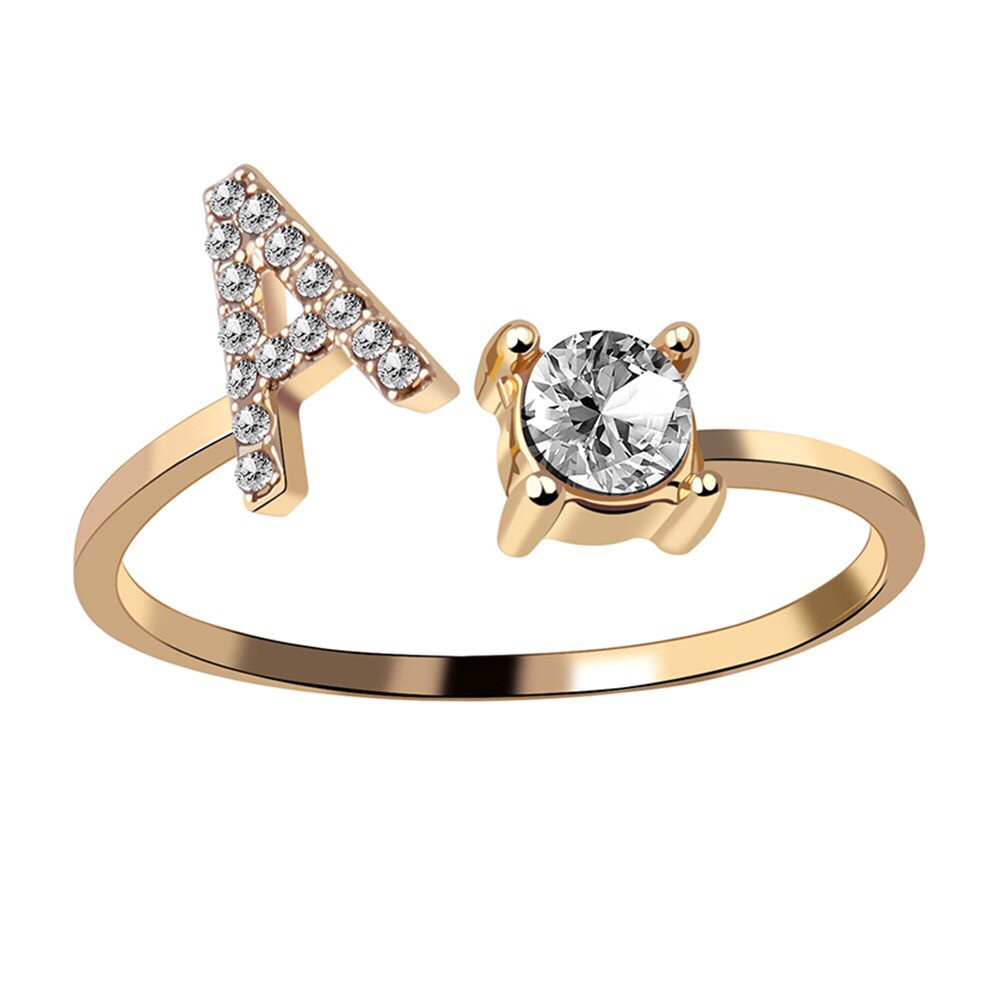 Fourfashion Cincin huruf titanium Cincin huruf A-Z terbaru kekinian  E05