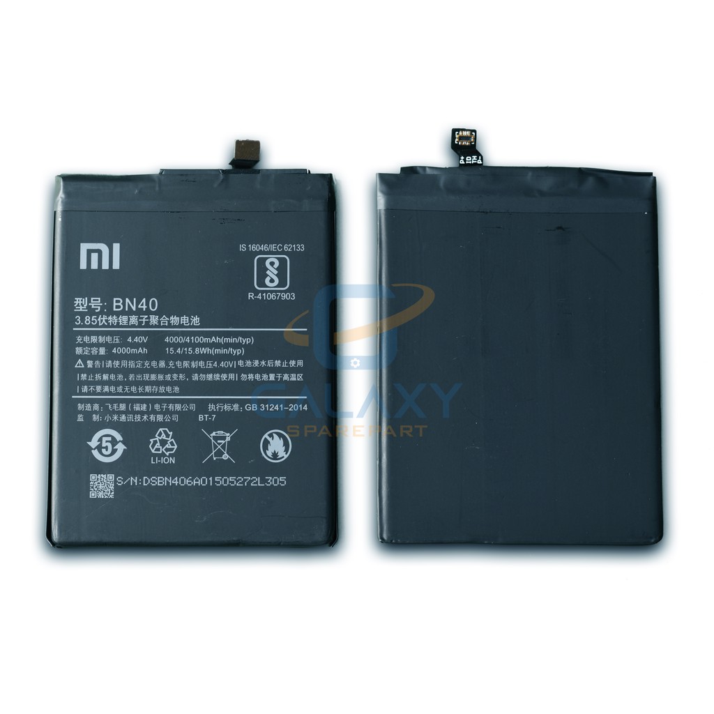 BATRE - BATERE - BATERAI XIAOMI REDMI 4 PRO/4 PRIME/BN40 / BATRE REDMI 4 PRO/4 PRIME/BN-40 ORIGINAL