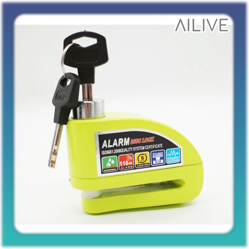 Gembok Motor Alarm Cakram Anti Maling Honda Yamaha Suzuki Bisa Semua Jenis Motor Kunci Sepeda Alarm-Hijau