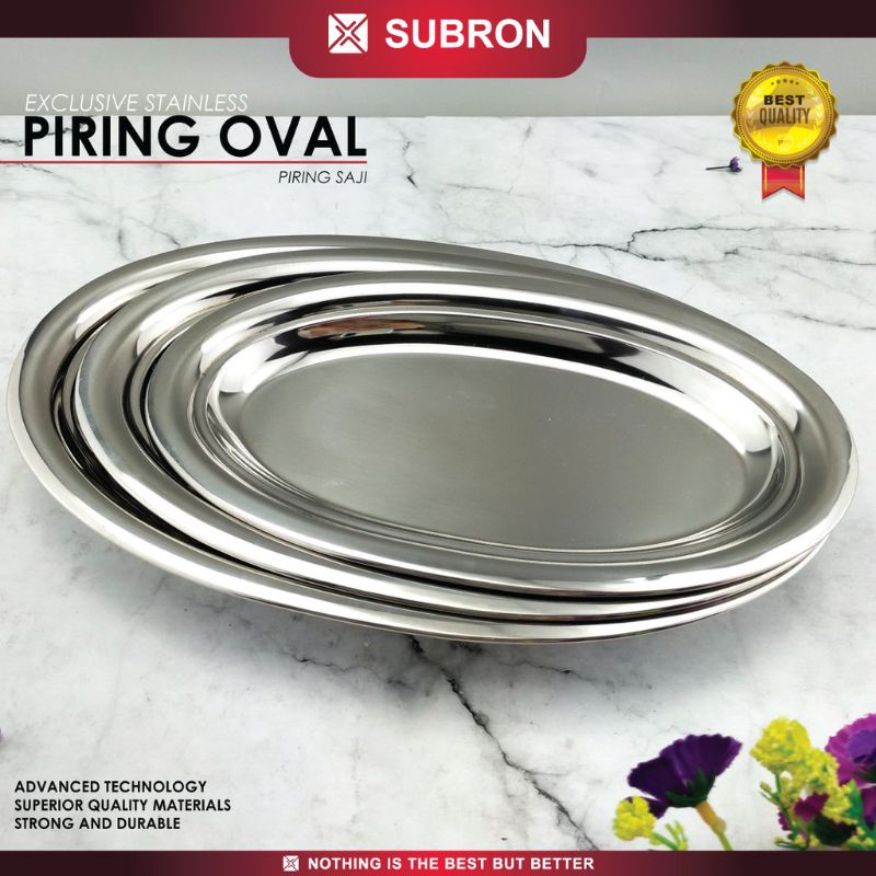 SUBRON piring oval stainless 30cm/ piring ikan sate stainless tebal / nampan oval stainless tebal 30cm 35cm 40cm