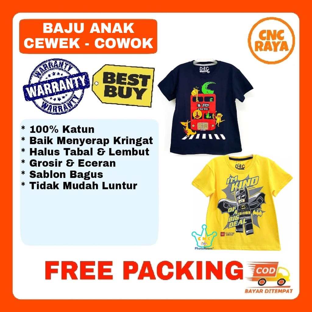 Baju Anak Umur 1 - 10 Tahun Katun | Kaos Anak-anak Size 1-10 TH Combed 30s | Stelan Cowok Cewek Umur1-10Tahun | Baju Kaos Laki-laki Perempuan Wanita Pria