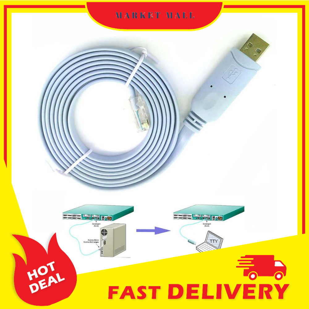 Jual Kabel Konsol Prolific Console Cable USB RS232 to RJ45 Cisco Huawei