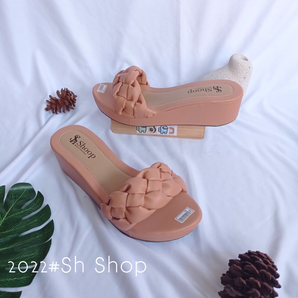 Sandal Wedges Wanita Terbaru Sendal Wanita Kepang Ad07