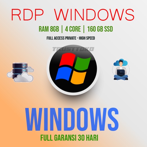 RDP WINDOWS RAM 8GB 4CPU FULL ADMINISTRATOR, FULL GARANSI 30 HARI
