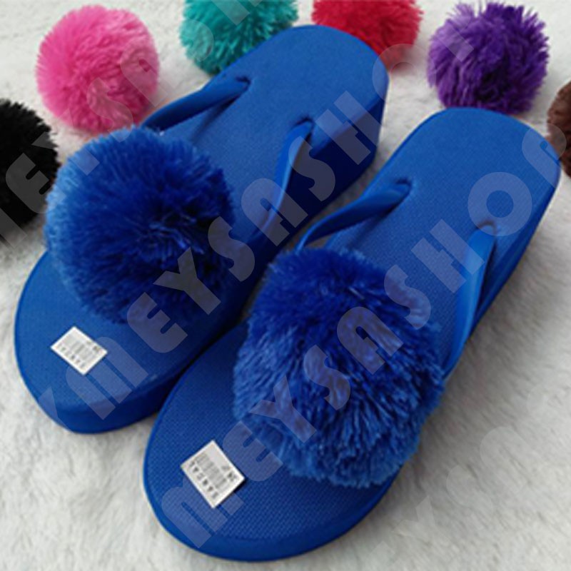 Sandal Wedges POMPOM Kualitas Super