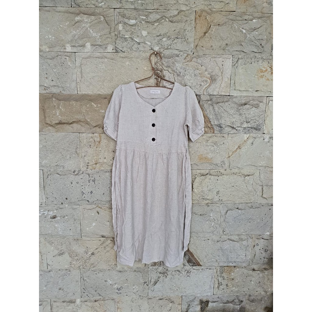 MAXI DRESS WANITA LINEN COKSU TALI/MAXI DRESS CASUAL DRESS/DRESS PANJANG KOREA/DRESS LINEN WANITA