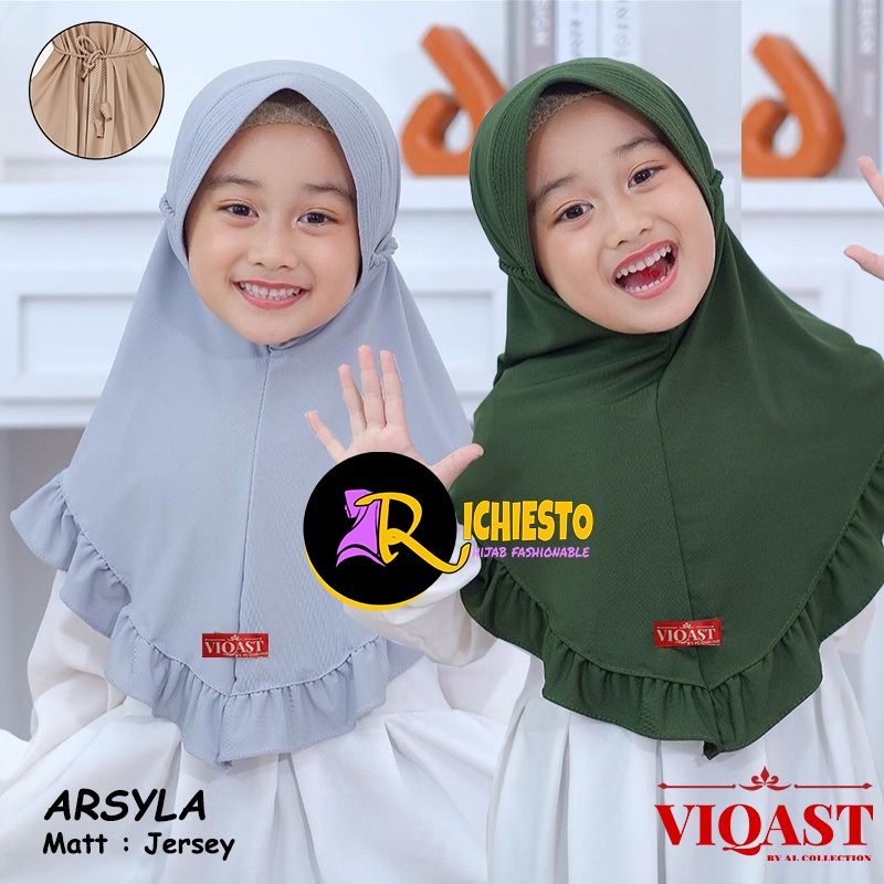 Jilbab Anak Bergo Pet Ropel ARSYLA 3-7 Tahun Tali Kepang Ulir Original Viqast