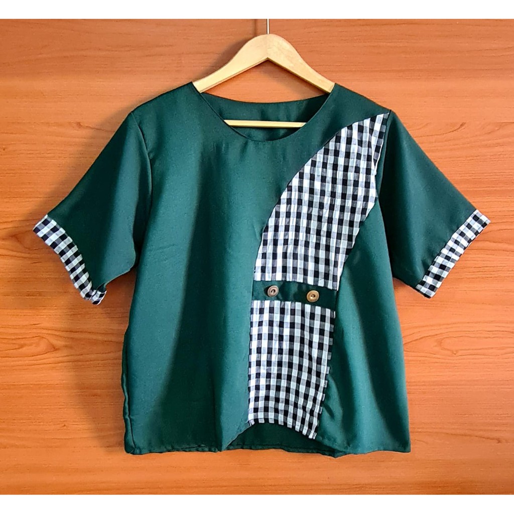 Binx Fashion Atasan Blus Jumbo / Blouse Jumbo / Atasan Wanita Jumbo 02-Hijau Botol