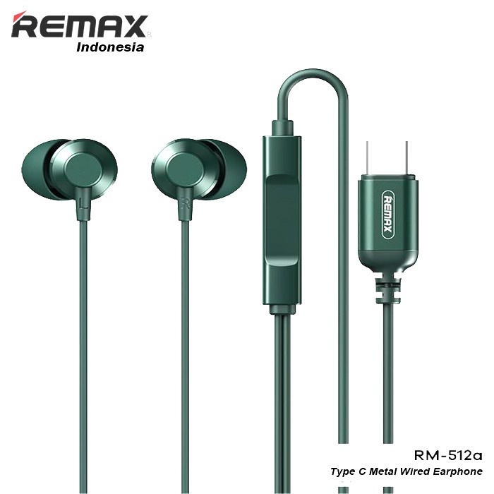 Remax Metal Wired Earphone Type a For TypeC Cable RM 512a