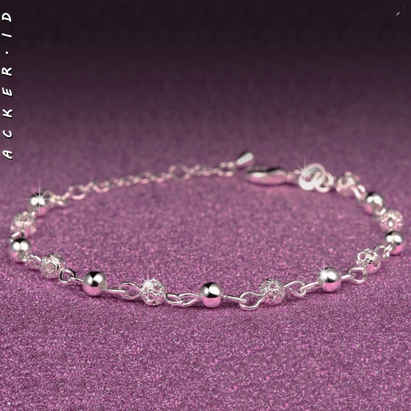 [ACKER] 925 Perak sterling Anklets Bead Gelang Perhiasan Scrub Korea Wanita