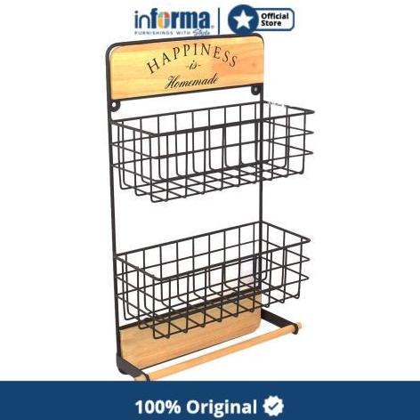 TERMURAH INFORMA - RAK DAPUR - ROWEN 2 TIER HANGING KITCHEN RACK BROWN