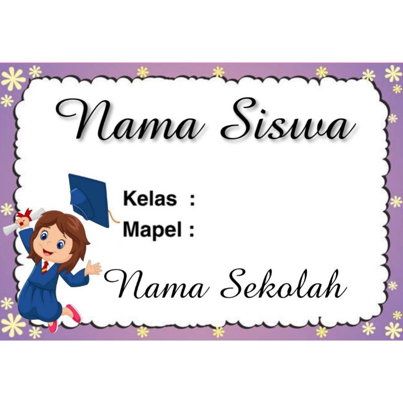 

(ISI 50 PCS) Label Buku Stiker Motif Siswi Ungu (Bisa Pakai Foto Sendiri)