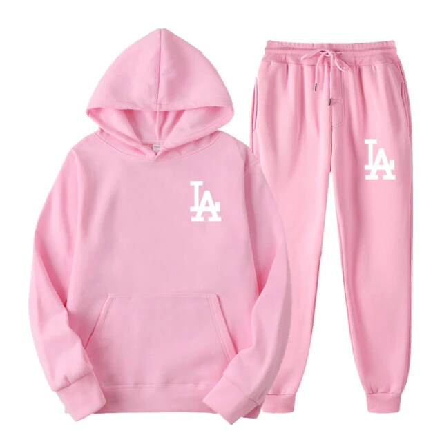 Setelan Celana Jogger Panjang &amp; Jumper Hoodie Logo LA II Hoodie Sweat Pant ( Pria &amp; Wanita )