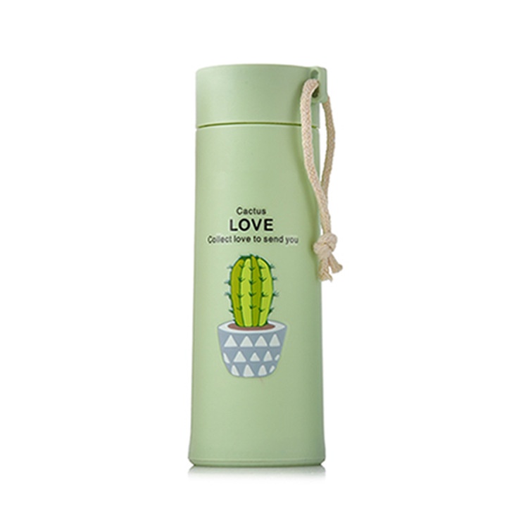 Botol Kaca Thermos/Botol Minum Model Lucu Nice Day Unik BPA FREE-K-hijau
