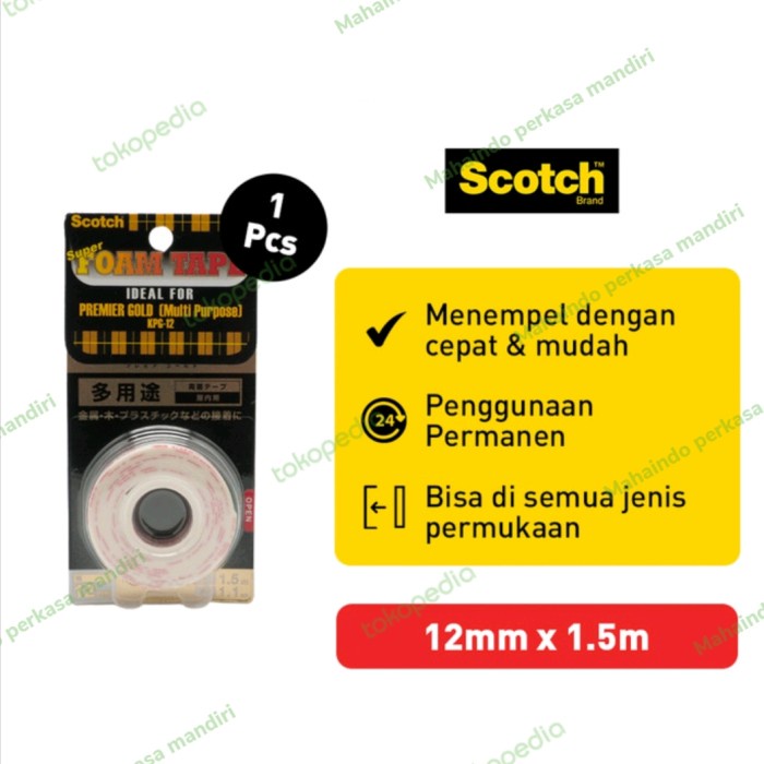 

Hadir 3M Scotch Kpg-12 Premier Gold Multi Purpose - Double Tape Heavy Duty Berkualitas