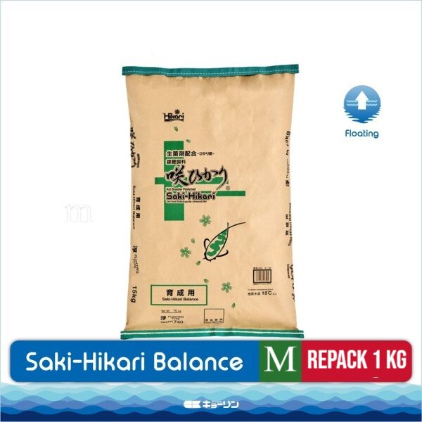 Saki Hikari Balance Size M Medium Floating Repack 1kg 1 kg Makanan Koi