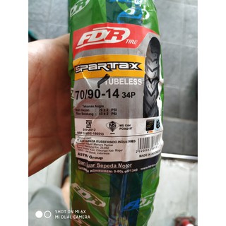 Jual FDR Spartax ukuran 70/90-14 Ban Motor Matic TUBELESS ( Free Pentil