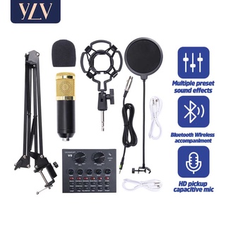 Soundcard V8 Mixer Live Microphone Audio Bluetooth Sound card V8 +mikrofon+stand set