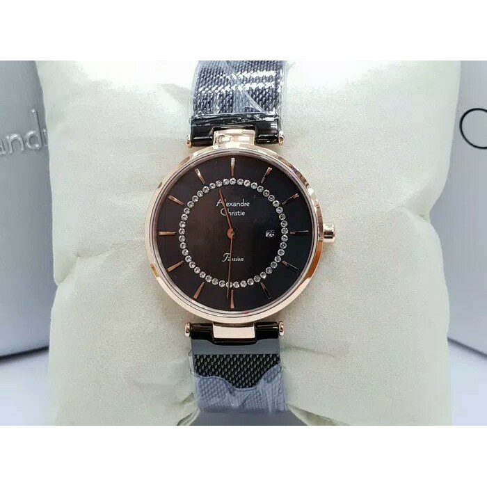 JAM TANGAN WANITA ALEXANDRE CHRISTIE AC 2727 ROSEGOLD BLACK ORIGINAL GARANSI RESMI 1 TAHUN